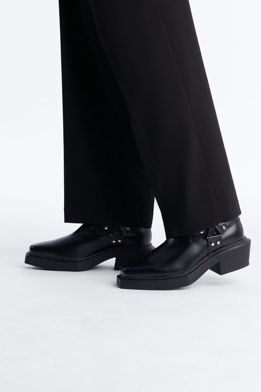Square Toe Matte Faux Leather Chelsea Boot - Black