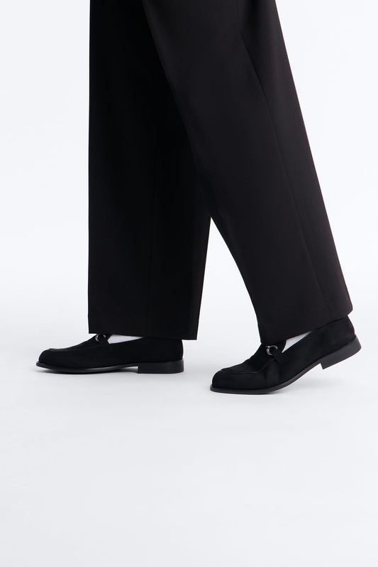 Classic Slip On Metal Detail Loafer - Black