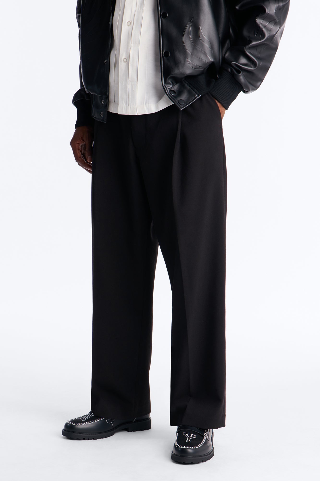 Varsity Patch Faux Leather Slip On Loafer - Black