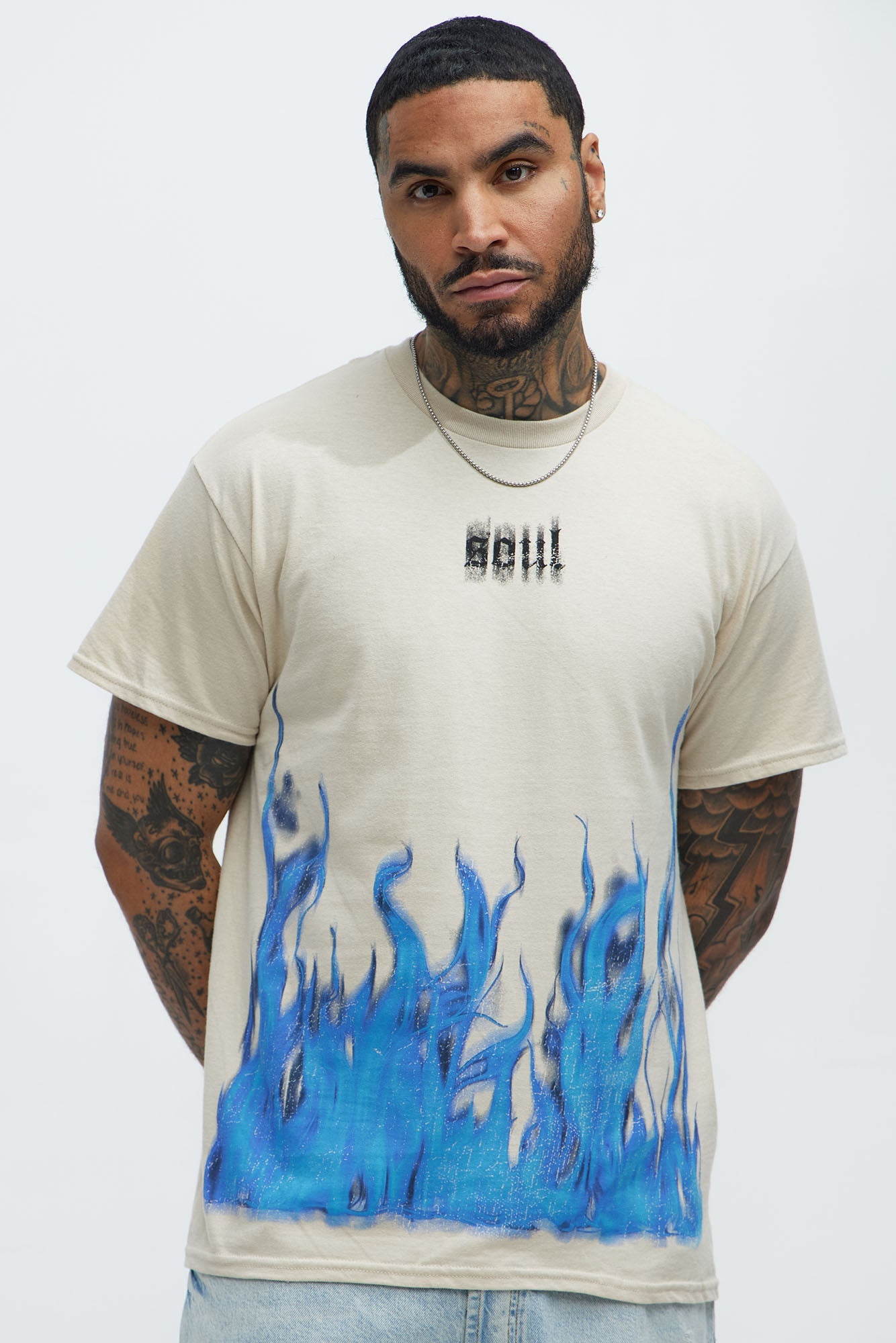 Up In Flames Rebel Short Sleeve Tee - Sand