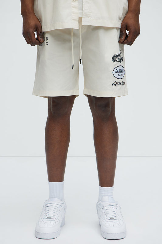Racing Club Relaxed Drawstring Shorts - Cream