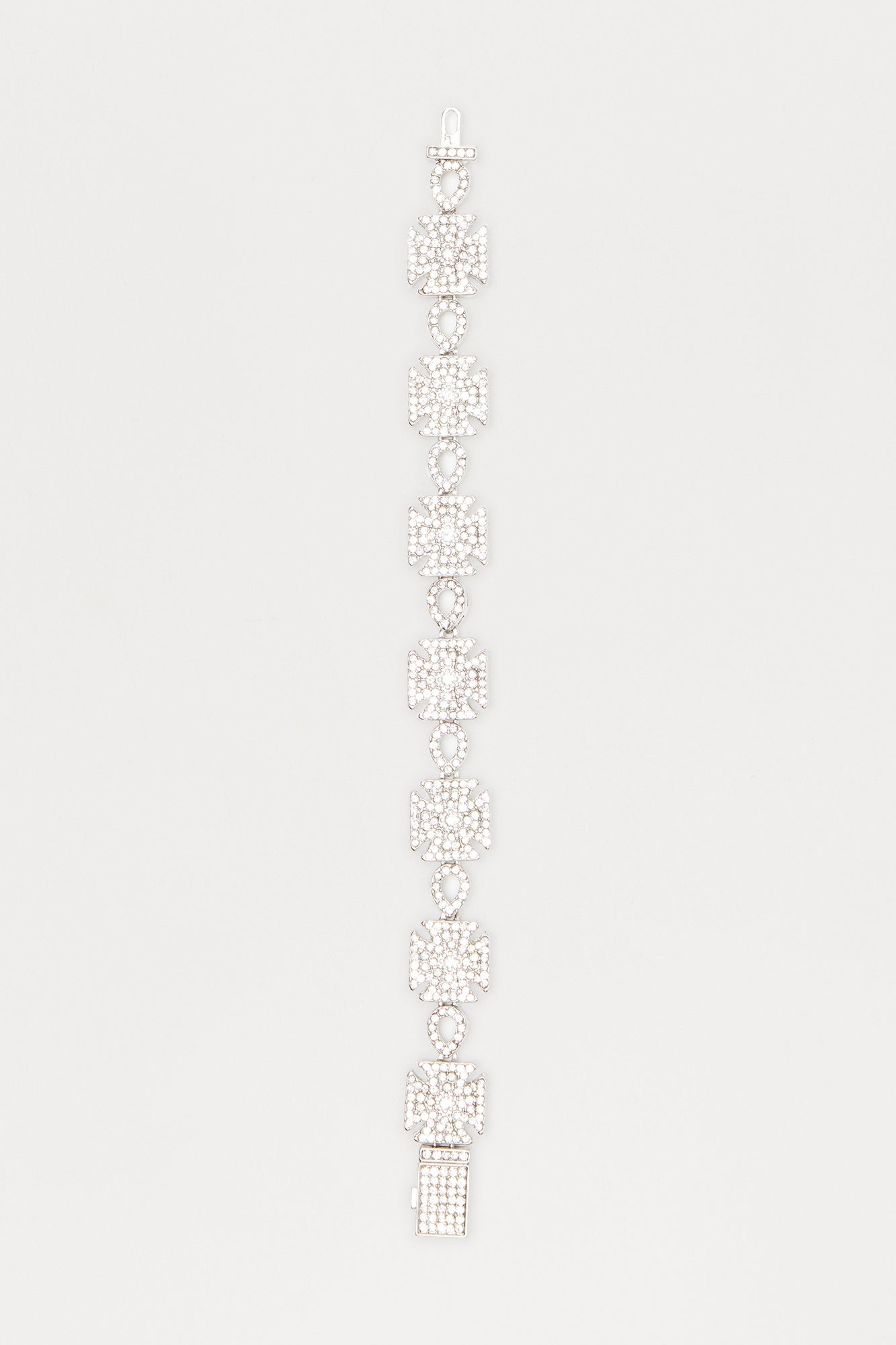 15MM Iced Chopper Cross Bracelet - Silver
