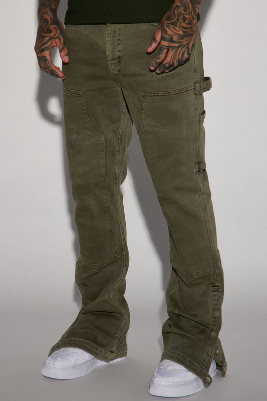 Indestructible Slim Flare Carpenter Pants - Olive