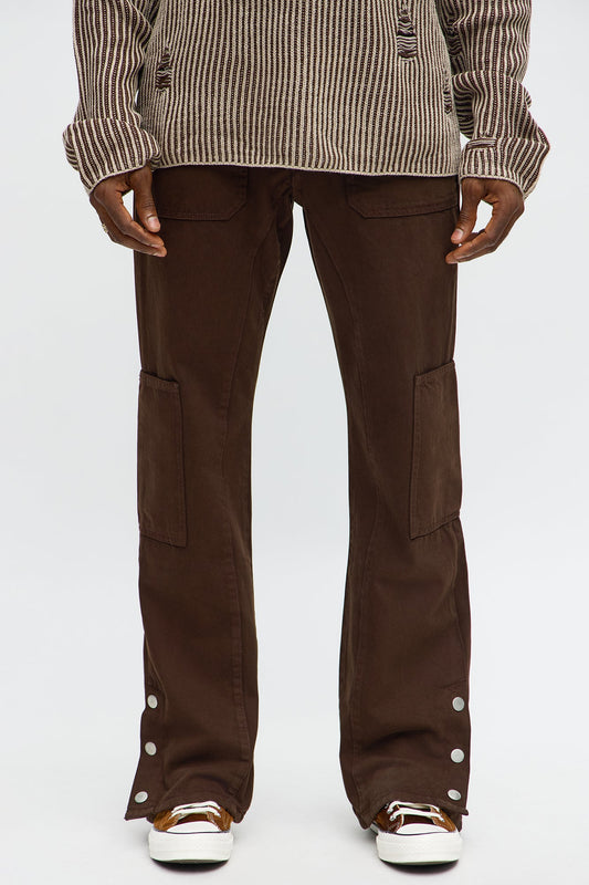 Stacked Slim Flare Peak Snap Jean - Brown