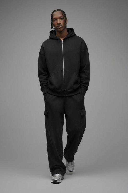 410 Baggy Cargo Sweatpants - Black