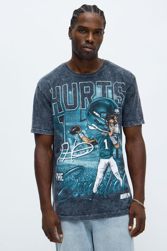 Jalen Hurts Bobble Head Short Sleeve Tee - Black Wash