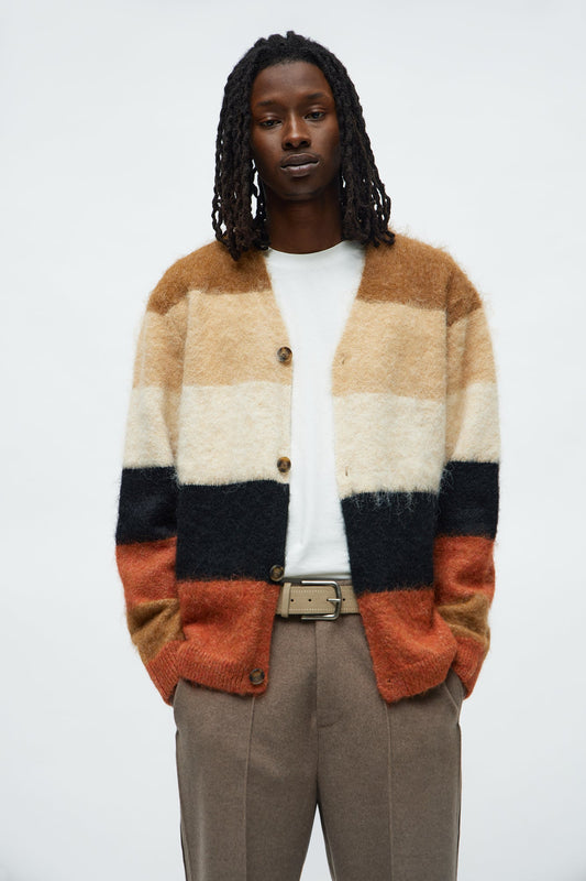 Chestnut Mohair Sweater Cardigan - Multi Color