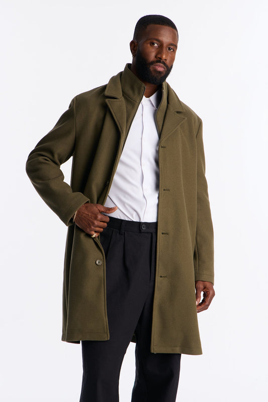 Interchangeable Funnel Neck Car Coat - Olive