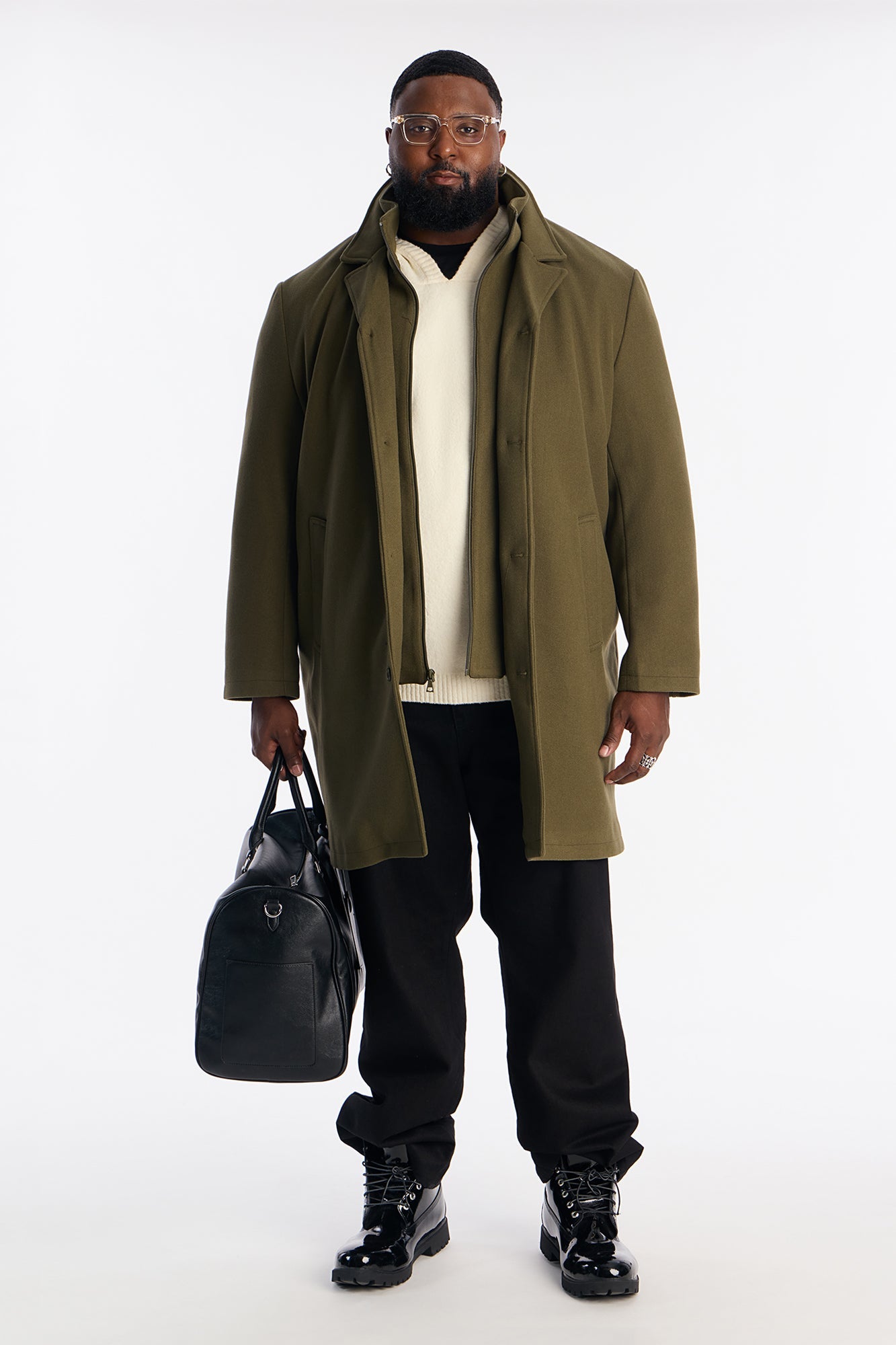 Interchangeable Funnel Neck Car Coat - Olive