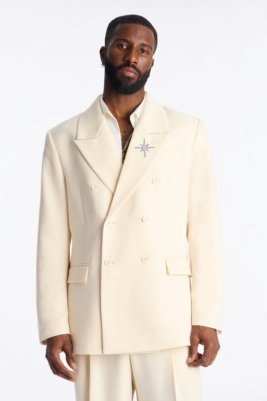 Relaxed Double Breasted Bright Etoile Blazer - Off White