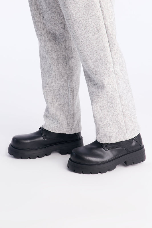 Lace Up Chunky Sole Shoe - Black