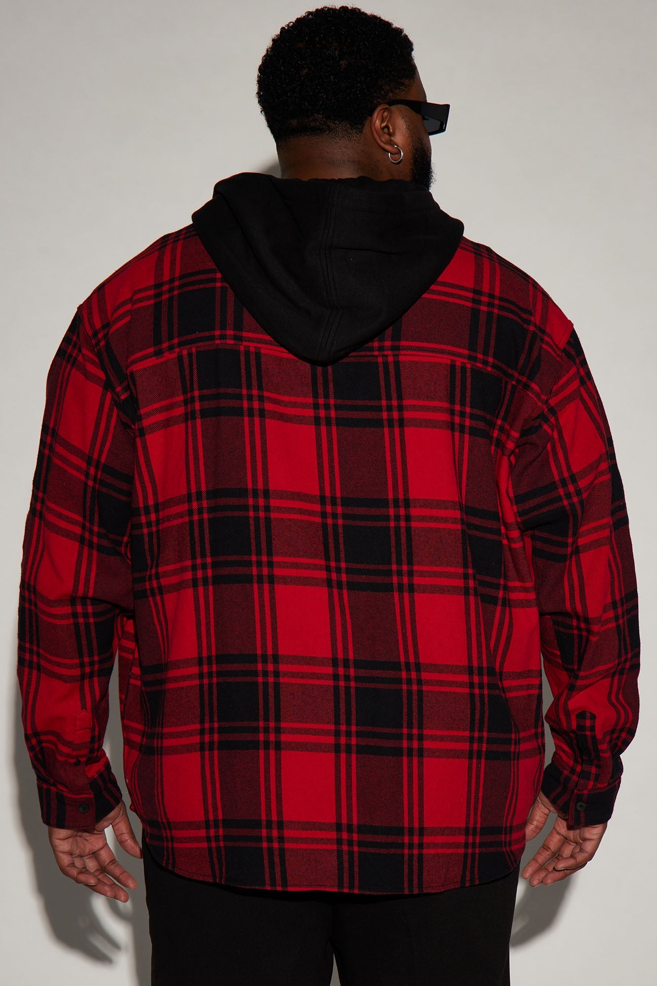 Time Gon Tell Hooded Oversized Shacket - Red/Black